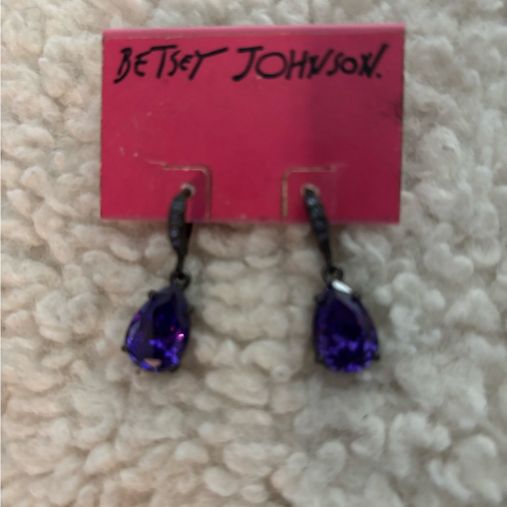 Betsey Johnson Purple Teardrop Earrings